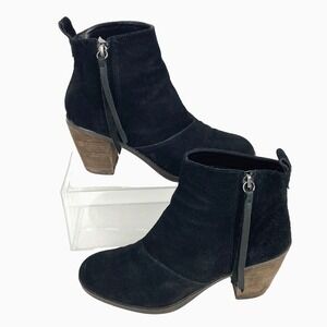 Dolce Vita Suede Ankle Boots Women's 8.5 Black Block Heels Booties Zip Side